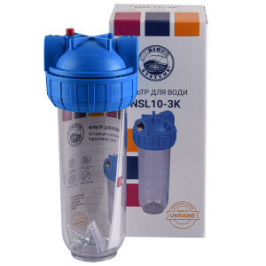 Фильтр-колба 3-х комп.+ ключ, планка, БЕЗ картриджа Bio+ systems NSL10-3K, 1″