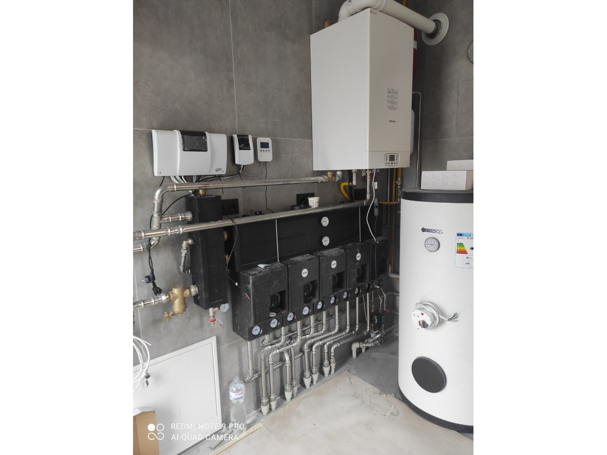 Монтаж топливной с котлом Italtherm 50 кВт, бойлером Kospel, Автоматикой TECH