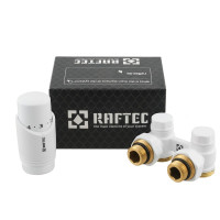 Термокомплект нижнего подключения угловой с термоголовкой Raftec WHITE DAHU11-W