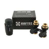 Термокомплект нижнего подключения прямой с термоголовкой Raftec BLACK DSHU11-B
