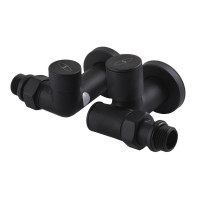 Крани вентильні кутові з американкою SOLOMON LUX 1/2'' TEN Black (комплект 2 шт.)