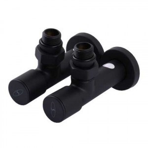 Краны вентильные угловые с американкой SOLOMON LUX 1/2'' Black (комплект 2 шт.)