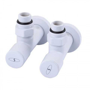 Краны вентильные угловые с американкой SOLOMON LUX 1/2'' White (комплект 2 шт.)