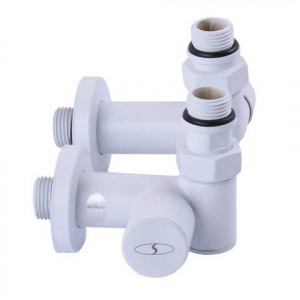 Краны вентильные угловые с американкой SOLOMON LUX 1/2'' TEN White (комплект 2 шт.)